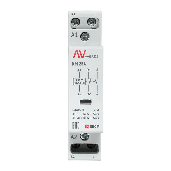 Контактор модульный КМ 25А 1NC+1NO 230VAC (1 мод.) AVERES EKF