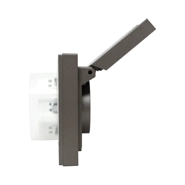 Механизм розетки двойной, 16А, IP44, с заземлением, со шторками, с рамкой, с крышками, мокко Эпика EKF