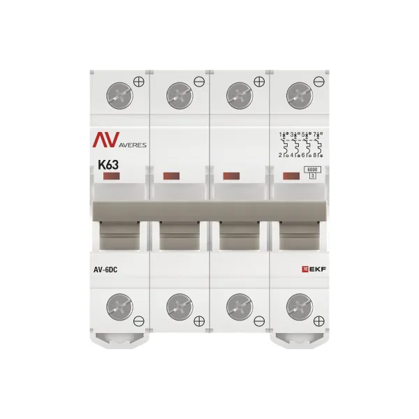 Выключатель автоматический AV-6 DC 4P 63A (K) 6kA EKF AVERES