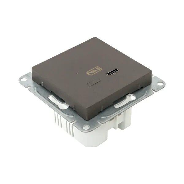 Механизм розетки USB-С, быстрая, мокко Эпика EKF