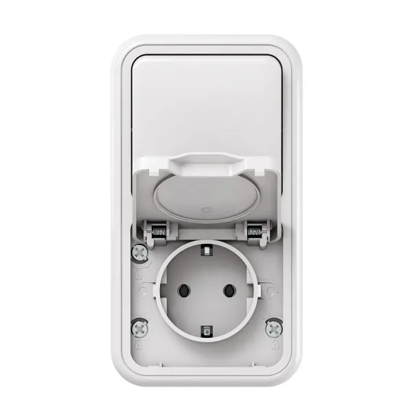 Блок: розетка и выключатель, одноклавишный, проходной ОП, винтовые клеммы белый, Бронто EKF
