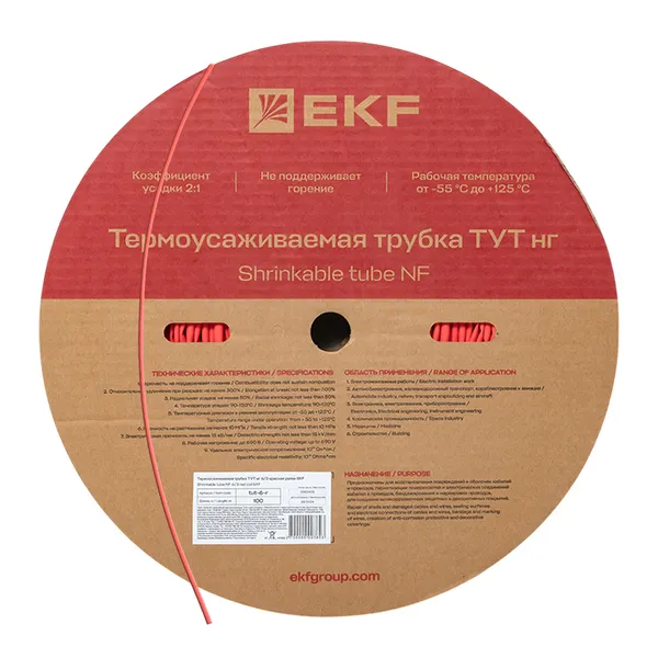 Термоусаживаемая трубка ТУТ нг 6/3 красная рулон EKF PROxima