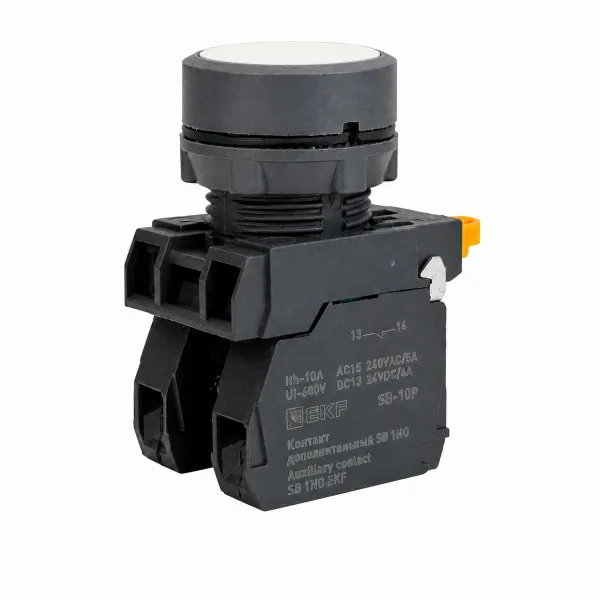 Кнопка SB-31 плоская с фиксацией 1NС белая IP65 EKF
