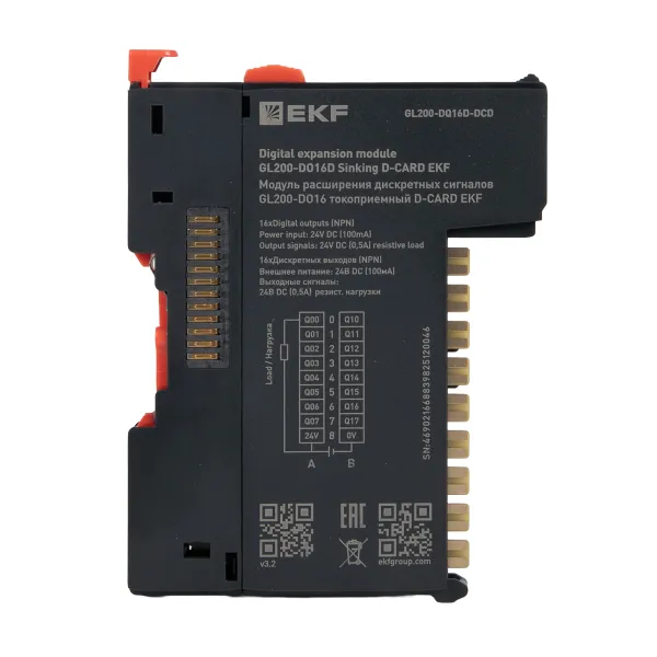 Модуль расширения дискретных сигналов GL200-DO16 токоприемный D-CARD EKF