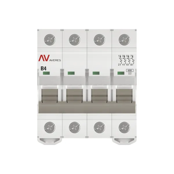 Выключатель автоматический AV-6 4P 4A (B) 6kA EKF AVERES