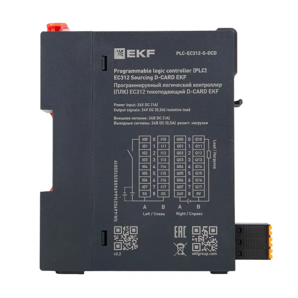Программируемый логический контроллер (ПЛК) EC312 токоподающий D-CARD EKF