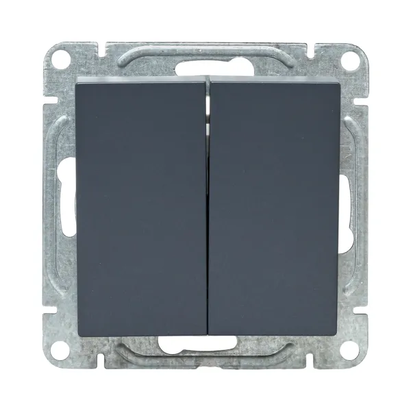 Механизм выключателя, двухклавишный, графит Эпика EKF