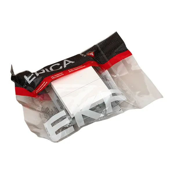 Механизм выключателя, двухклавишный, перекрёстный, белый Эпика EKF