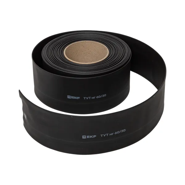 Термоусаживаемая трубка ТУТ нг 60/30 черная рулон EKF PROxima