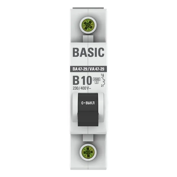 Автоматический выключатель 1P 10А (B) 4,5кА ВА 47-29 EKF Basic (2 шт)