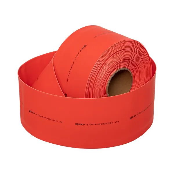 Термоусаживаемая трубка ТУТ нг 100/50 красная рулон EKF PROxima
