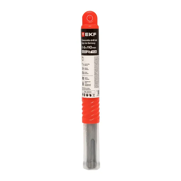 Бур по бетону SDS-plus 6х110 мм (4 резца) EKF Professional