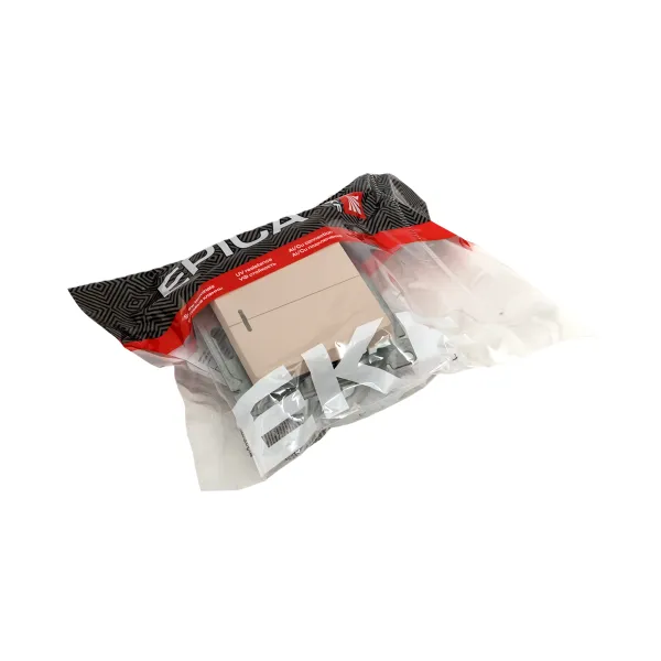 Механизм выключателя, двухклавишный, с подсветкой, кремовый Эпика EKF