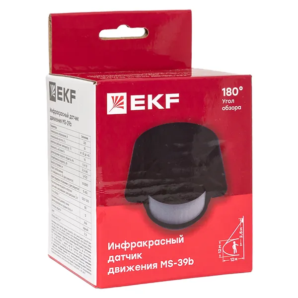 ИК датчик движения наст. 1200Вт 180гр. до 12м IP44 MS-39b черный EKF PROxima