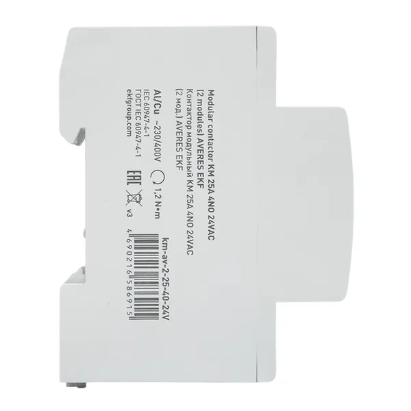 Контактор модульный КМ 25А 4NO 24VAC (2 мод.) AVERES EKF