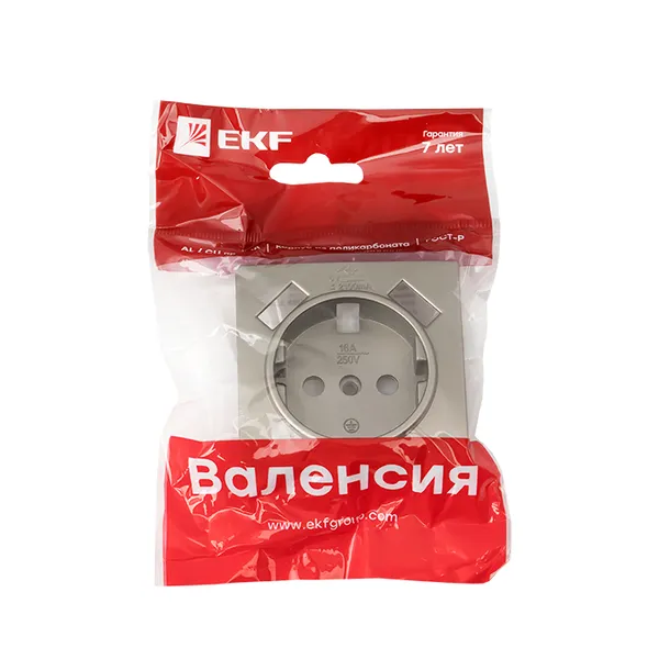 Валенсия лицевая панель розетки 1-местной с/з 16А кашемир с защ. штор. с 2 USB 2,1А EKF PROxima