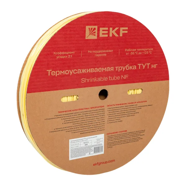 Термоусаживаемая трубка ТУТ нг 4/2 желтая рулон EKF PROxima