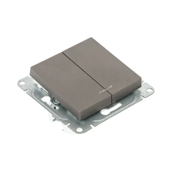 Механизм выключателя, двухклавишный, с подсветкой, мокко Эпика EKF