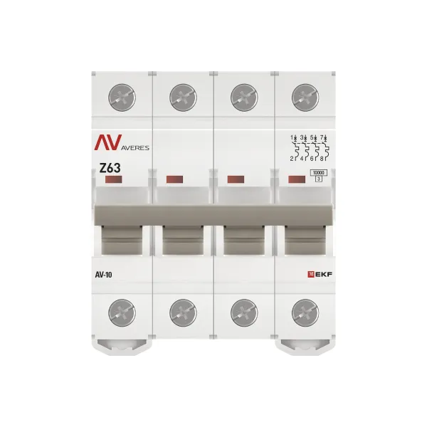 Выключатель автоматический AV-10 4P 63A (Z) 10kA EKF AVERES