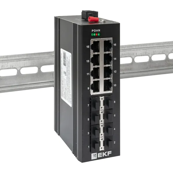 Промышленный неуправляемый коммутатор U-8GX/SFP-8GT, 8 портов 1000Base-X SFP, 8 портов 10/100/1000Base-T(X) RJ45, монтаж на динрейку TSX EKF