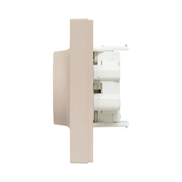 Механизм розетки двойной, 16А, с заземлением, со шторками, с рамкой, кремовый Эпика EKF