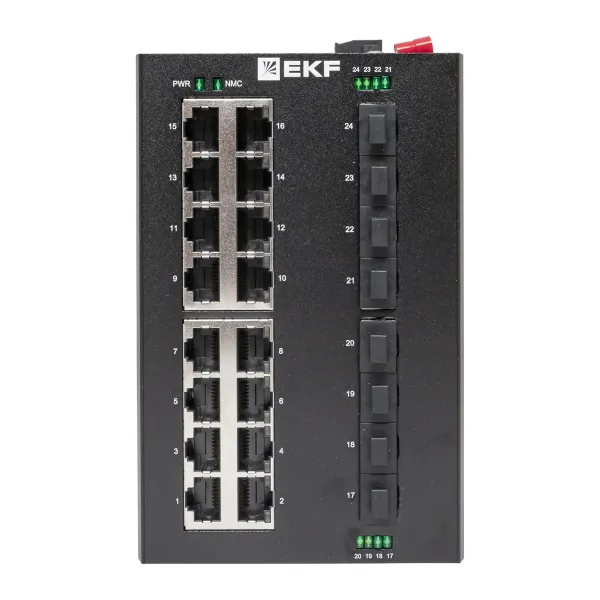 Промышленный неуправляемый коммутатор U-8GX/SFP-16GT, 8 портов 1000Base-X SFP, 16 портов 10/100/1000Base-T(X) RJ45, монтаж на динрейку TSX EKF