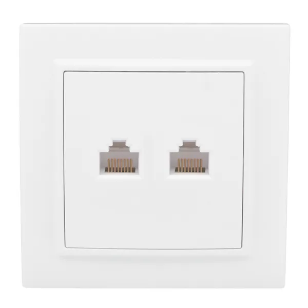 Розетка RJ-45 2-местная СП Минск белая EKF