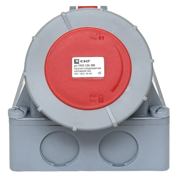 Розетка стационарная наружная 1442 3Р+РЕ 125А 380В IP67 EKF PROxima