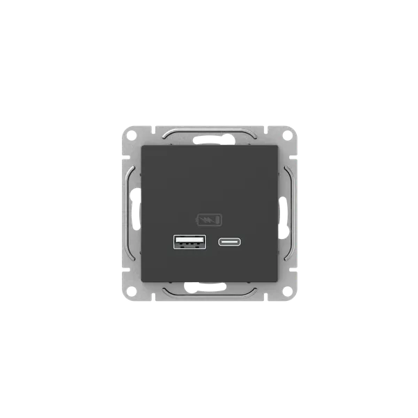 Механизм розетки USB-A+С, чёрный Эпика EKF