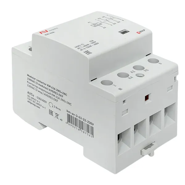 Контактор модульный КМ 63А 2NO+2NC 230VAC (3 мод.) AVERES EKF