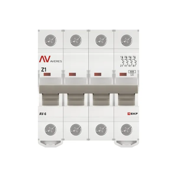 Выключатель автоматический AV-6 4P 1A (Z) 6kA EKF AVERES