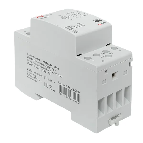 Контактор модульный КМ 25А 2NC+2NO 230VAC (2 мод.) AVERES EKF