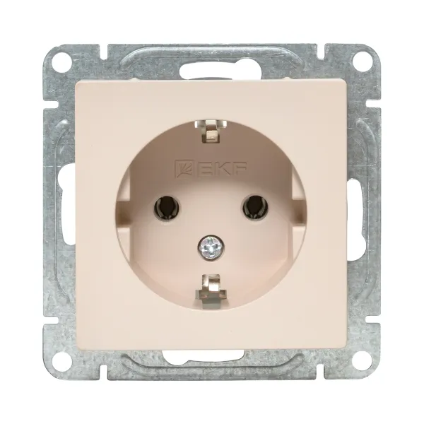 Механизм розетки, 16А, с заземлением, без шторок, кремовый Эпика EKF