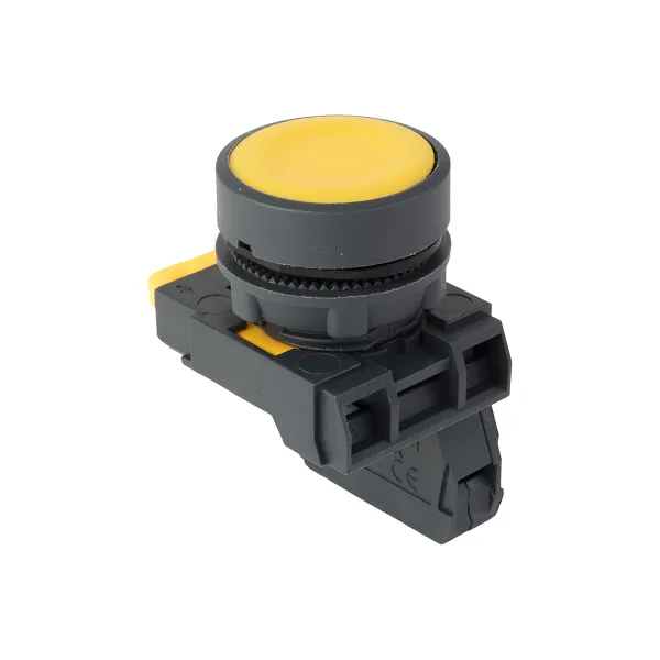Кнопка SB-21 плоская без фиксации 1NO желтая IP65 EKF