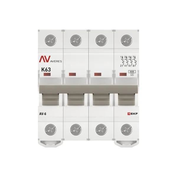 Выключатель автоматический AV-6 4P 63A (K) 6kA EKF AVERES
