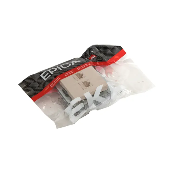 Механизм розетки RJ45 - 2шт, (cat5), кремовый Эпика EKF