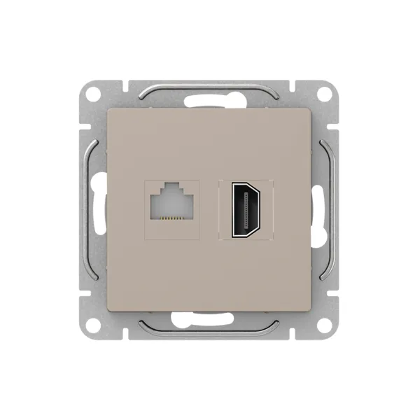 Механизм розетки HDMI+RJ45 (cat5), кремовый Эпика EKF