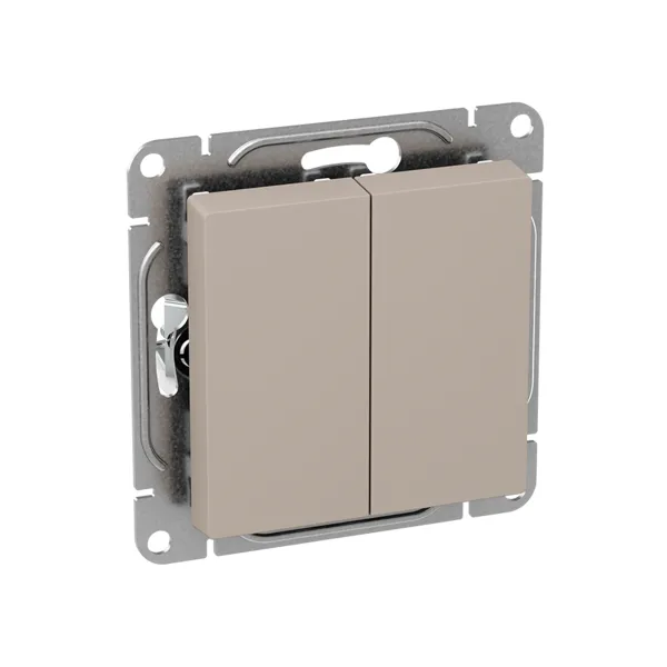 Механизм выключателя, двухклавишный, проходной, кремовый Эпика EKF