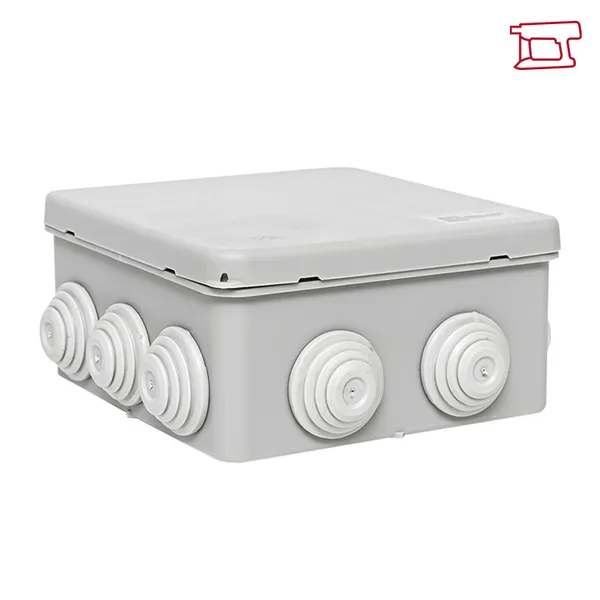 Коробка распределительная КМР-030-014 с крышкой (100х100х50) для прямого монтажа, 10 мембр. вводов серая IP55 EKF