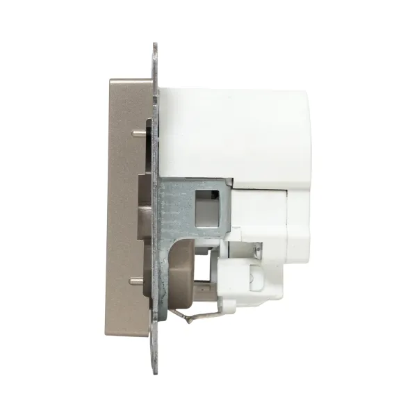 Механизм розетки с USB-C - 2шт, 16А, с заземлением, со шторками, шампань Эпика EKF