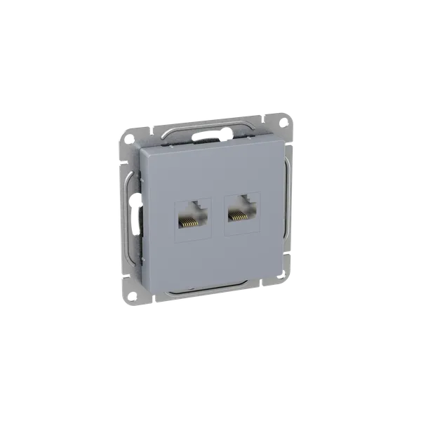 Механизм розетки RJ45 - 2шт, (cat5), алюминий Эпика EKF