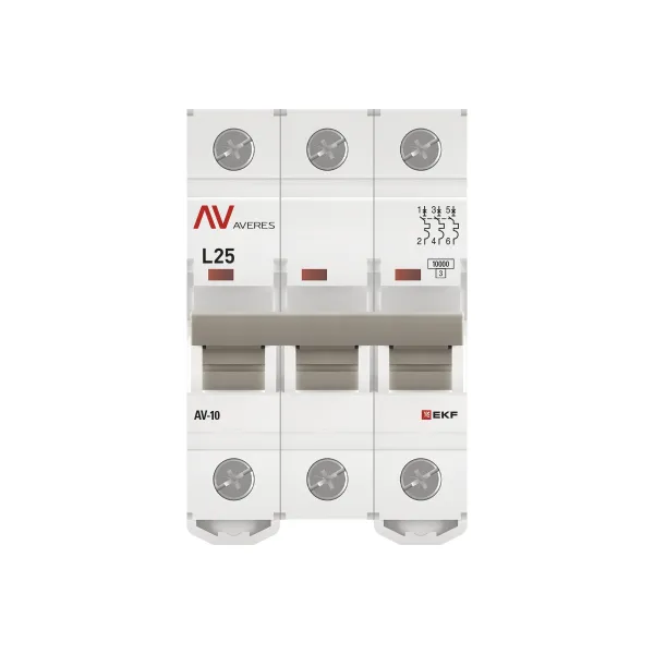 Выключатель автоматический AV-10 3P 25A (L) 10kA EKF AVERES