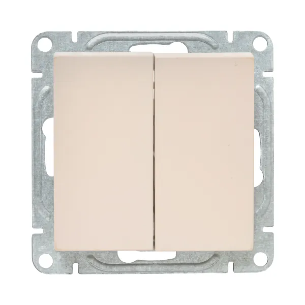 Механизм выключателя, двухклавишный, кнопочный, кремовый Эпика EKF