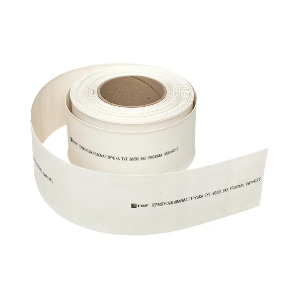 Термоусаживаемая трубка ТУТ нг 60/30 белая рулон EKF PROxima
