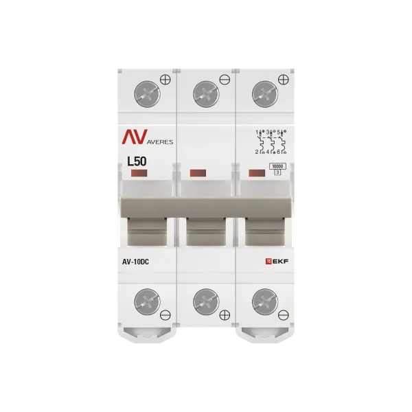 Выключатель автоматический AV-10 DC 3P 50A (L) 10kA EKF AVERES