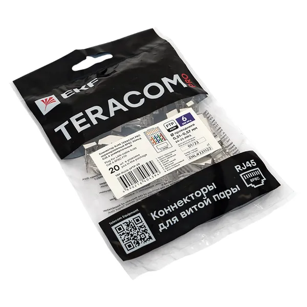 Коннектор RJ-45 TERACOM PRO экранированный 8P8C 30мкд Cat.6 (упак.20шт)
