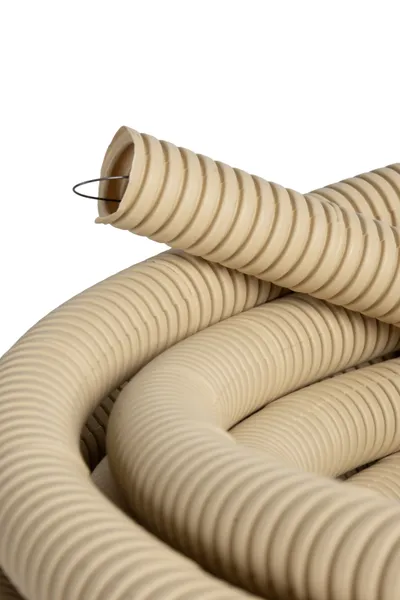 Труба гофр. ПВХ с протяжкой d25 мм (25 м) светлое дерево EKF-Plast