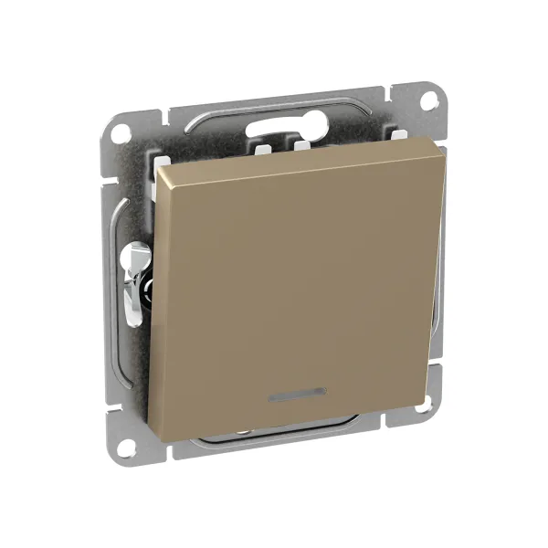 Механизм выключателя, одноклавишный, с подсветкой, шампань Эпика EKF