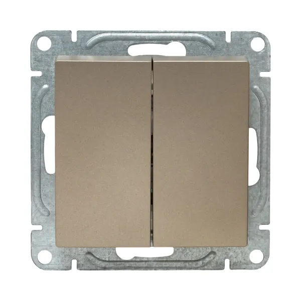 Механизм выключателя, двухклавишный, проходной, шампань Эпика EKF