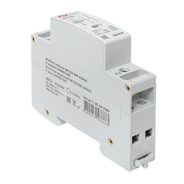 Контактор модульный КМ 25А 2NО 230VAC (1 мод.) AVERES EKF